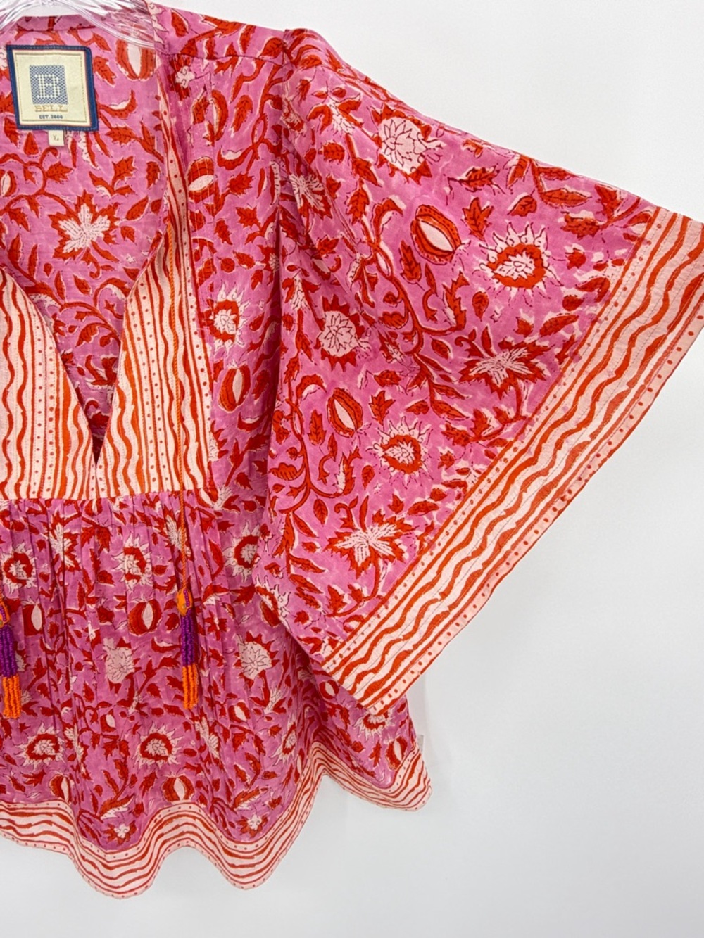 Bell By Alicia Bell Angel Top Blouse Cotton Silk Pink Size L - Picture 5 of 9